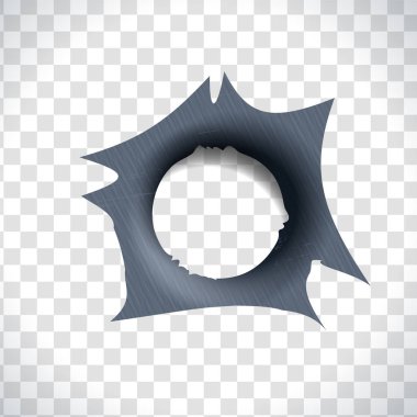 Metal bir maddede kurşun deliği. Silah izi çerçevesi..