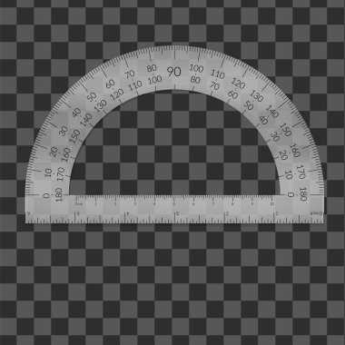 Metrik ve İmparatorluk ünitelerinde Cetvelli plastik dairesel protraktörü