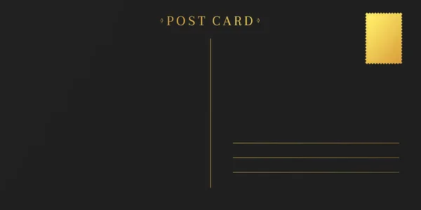 Současná černá pohlednice zpět se zlatou dekorací na pozvánky a emaily. — Stockový vektor