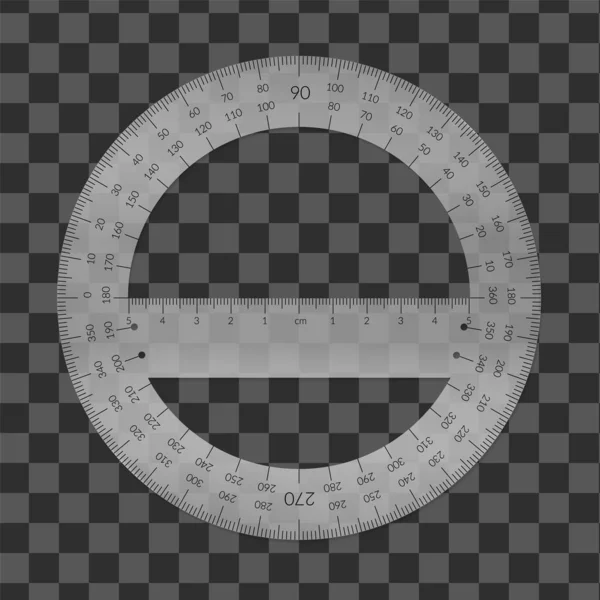 Kątomierz okrągły z tworzywa sztucznego z linijką w jednostkach metrycznych — Wektor stockowy