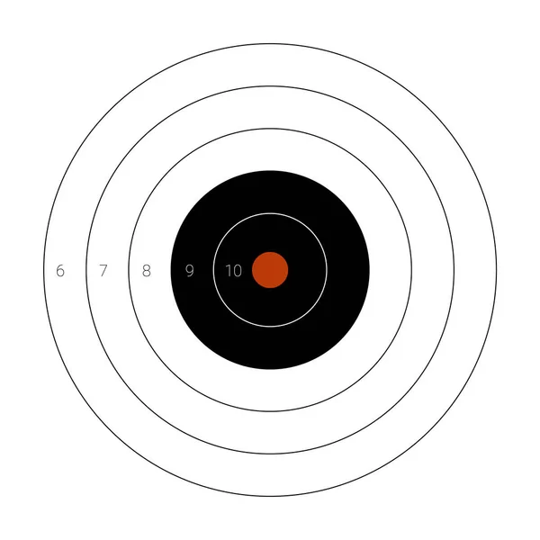 Kreisschießscheibe mit markiertem Bullauge für Schießübungen auf einer Schießanlage. — Stockvektor