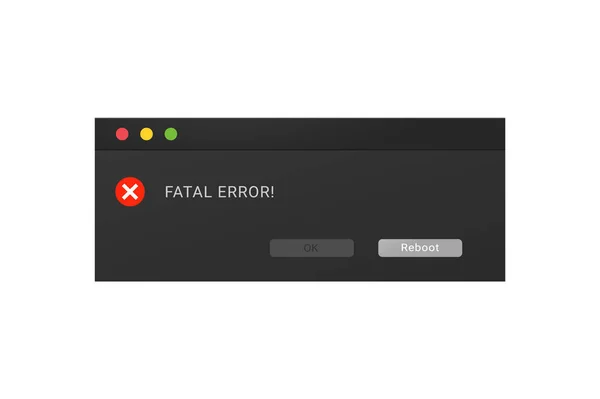 Dark theme of an error message popup in a night mode. — Stock Vector