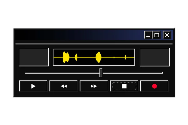 Retro audio rekordér rozhraní v moderním temném režimu téma. — Stockový vektor