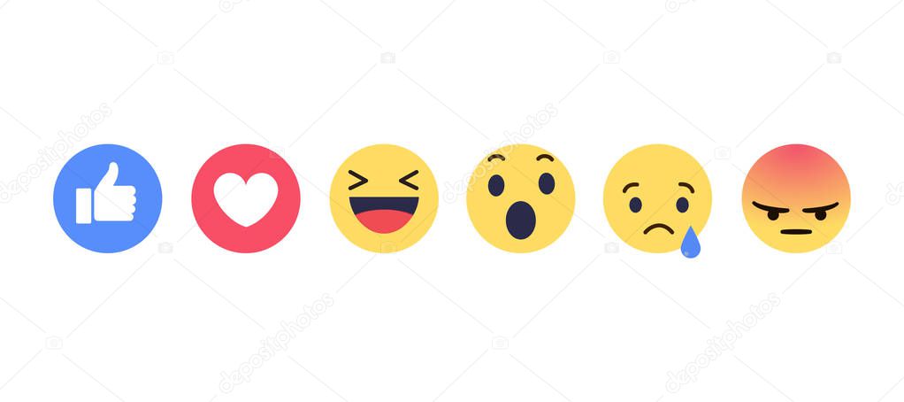 UKRAINE - CHERKASY FEBRUARY 02, 2018 Social media emotion icons