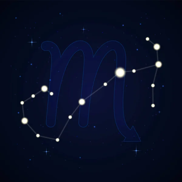 Scorpius Escorpião Constelação Signo Zodíaco Céu Estrelado Noite — Vetor de Stock
