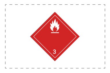 Yanıcı madde etiketi. Tehlikenin türünün ve seviyesinin görsel göstergesi