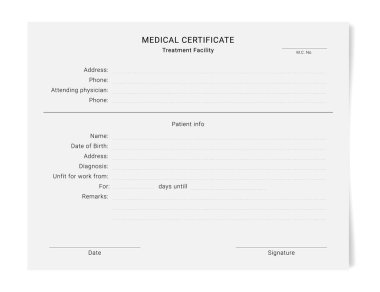 Tıbbi sertifika şablonu. Sağlık tanılama reçete formu
