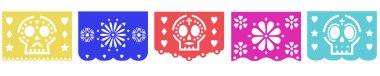 El dia de los muertos papel picado. Ölüler Günü için dekoratif bayrak