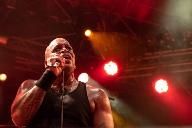 Bergamo, İtalya - 04 Ağustos 2018: Brezilya heavy metal grubu Metal için acil durumda Filagosto Festival Filago (Bg), Sepultura gerçekleştirir. Brambilla Simone canlı haber fotoğrafçı