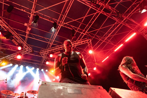Bergamo, Italy - August 04, 2018: The Brazilian heavy metal group SEPULTURA performs at METAL FOR EMERGENCY in Filagosto Festival of Filago (BG). Brambilla Simone Live News photographer