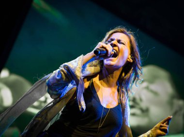 Bergamo, İtalya. 23st Temmuz 2017. İtalyan şarkıcı Irene Grandi Rock sul Serio festivali gerçekleştirir. Brambilla Simone Photography canlı haber