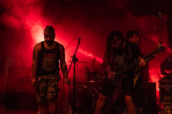 Bergamo Olaszország Augusztus 2018 Olasz Dallamos Death Metal Zenekar Fekete — Stock Fotó