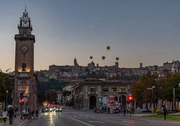 Paisaje Bérgamo Las Primeras Horas Noche Imagen Horizontal — Foto de Stock