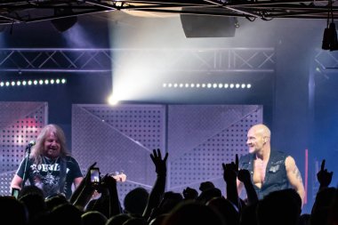 Milan, İtalya - 3 Ekim 2018: Alman power metal grubu efsane kulüpte Primal Fear gerçekleştirir. Brambilla Simone canlı haber fotoğrafçı