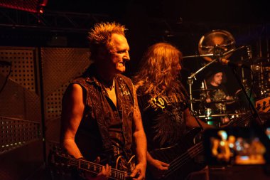 Milan, İtalya - 3 Ekim 2018: Alman power metal grubu efsane kulüpte Primal Fear gerçekleştirir. Brambilla Simone canlı haber fotoğrafçı