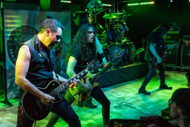 Milan, İtalya - 3 Ekim 2018: Amerikalı thrash metal grubu efsane kulüpte isyan V gerçekleştirir. Brambilla Simone canlı haber fotoğrafçı