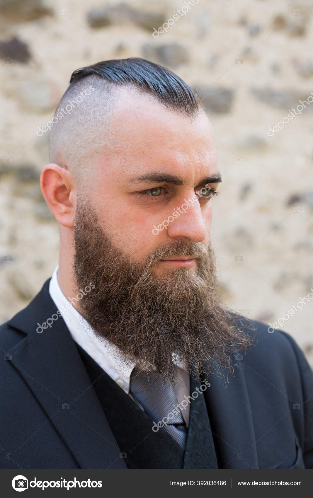 Pilosité Modele Barbe Courte Portrait Profil D'un Homme Barbe