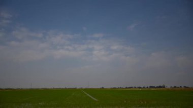 alan yeşil yükseliş ve bulutlu gökyüzü