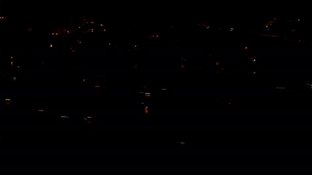 晚上奥尔塔湖在移动的暗示反射夜灯小船 — 图库视频影像