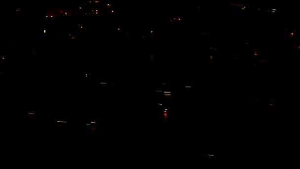 Orta Lake Nachts Met Suggestieve Reflecties Van Nacht Lichten Boten — Stockvideo