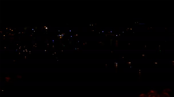 Lago Orta Noite Com Reflexos Sugestivos Luzes Noturnas Barcos Movimento — Vídeo de Stock