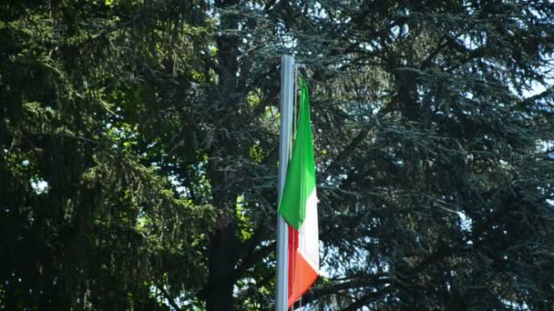 Bandera de Italia ondeando al viento . — Vídeo de stock