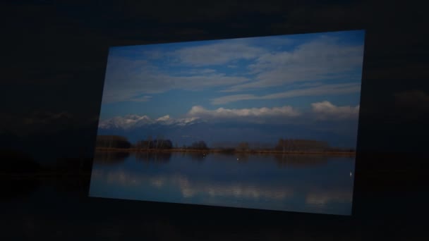 Κάντια (Τορίνο), Ιταλία - 10 Ιανουαρίου 2018: Κάντια λίμνη και τις Άλπεις στο Πιεμόντε - Ιταλία — Αρχείο Βίντεο