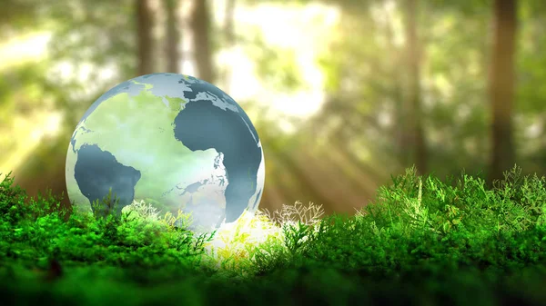 Globe Vegetation Forest Ecological Concept Rendering Stock Image