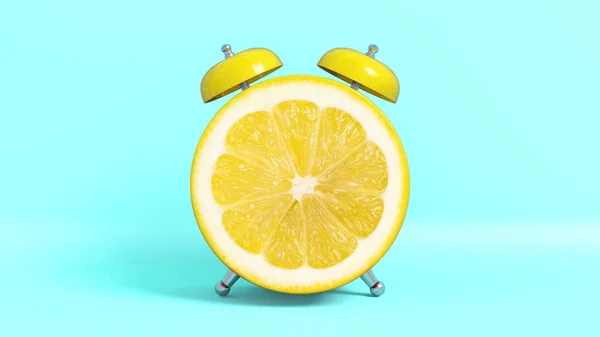 Wake Vintage Morning Shaped Lemon Concept Illustrating Time Take Vitamins Royalty Free Stock Photos