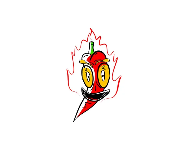 Logo Panas Dan Pedas Logo Chili Mascot Mendesain Vektor - Stok Vektor
