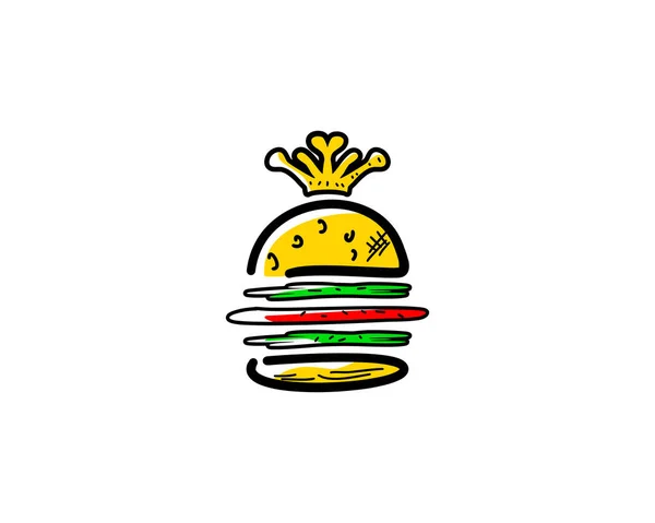 Rei Burger Vector Logo Design Elemento — Vetor de Stock