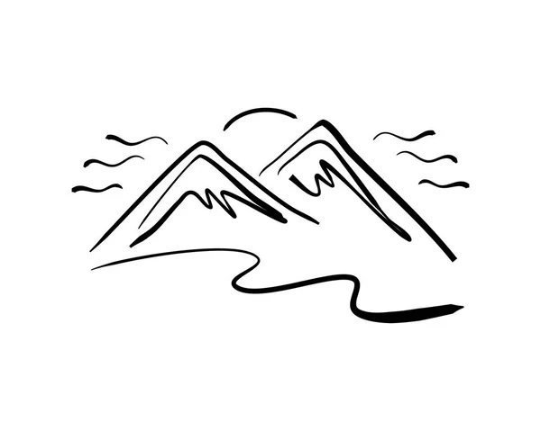 Logo Montaña Dibujado Mano — Archivo Imágenes Vectoriales