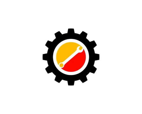 Plantilla Logotipo Vector Engranaje Llave Inglesa — Vector de stock