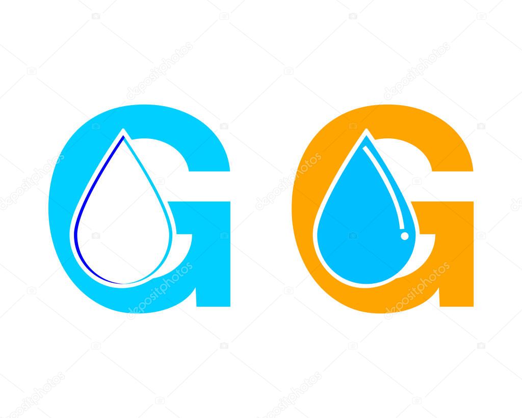 Set of Letter G water drop logo icon design template elements