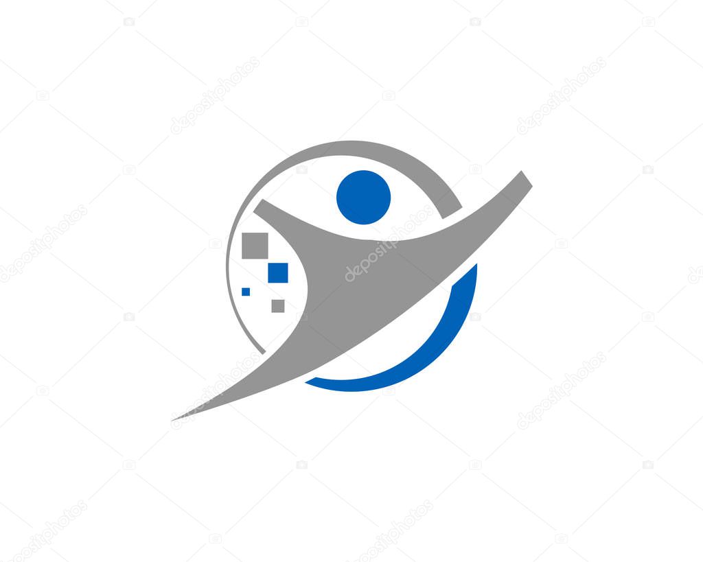 Human pixel Digital Technology Logo Template