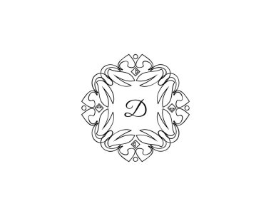 D harfi logosu, Monogram Tasarım öğeleri, hat sanat Logo tasarımı