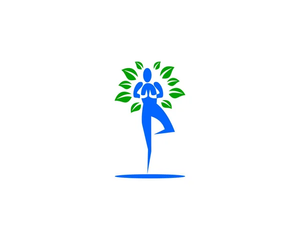 Natureza Yoga Logo Template Design Vector — Vetor de Stock