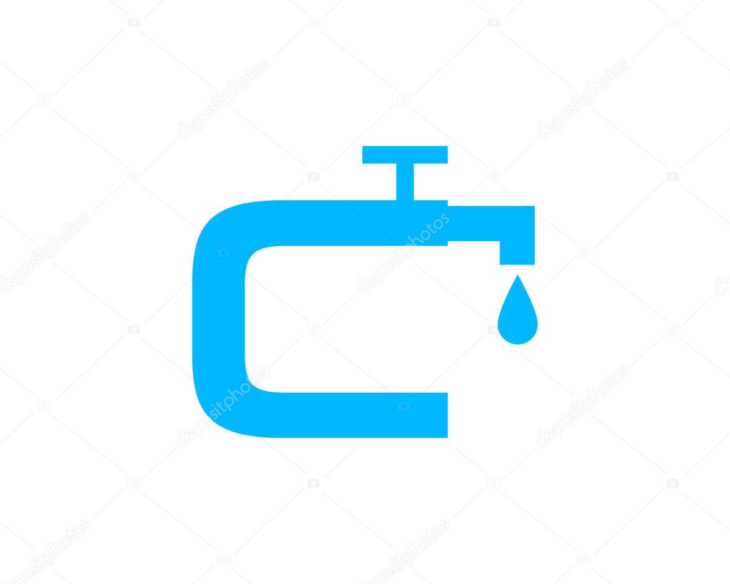 C Letter With Tap Water Logo