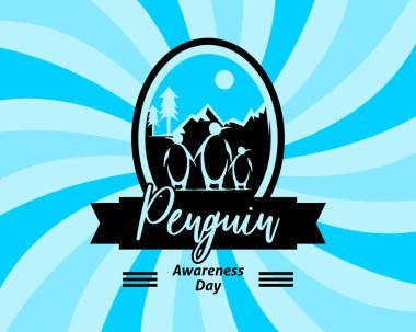 Penguen farkındalık gün vektör çizim