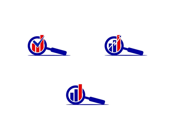 Lupenset Mit Diagrammleiste Logo Vorlage — Stockvektor