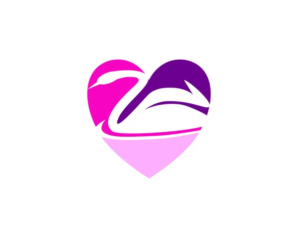 Aşk Kuğu Logo Tasarım Konsepti — Stok Vektör