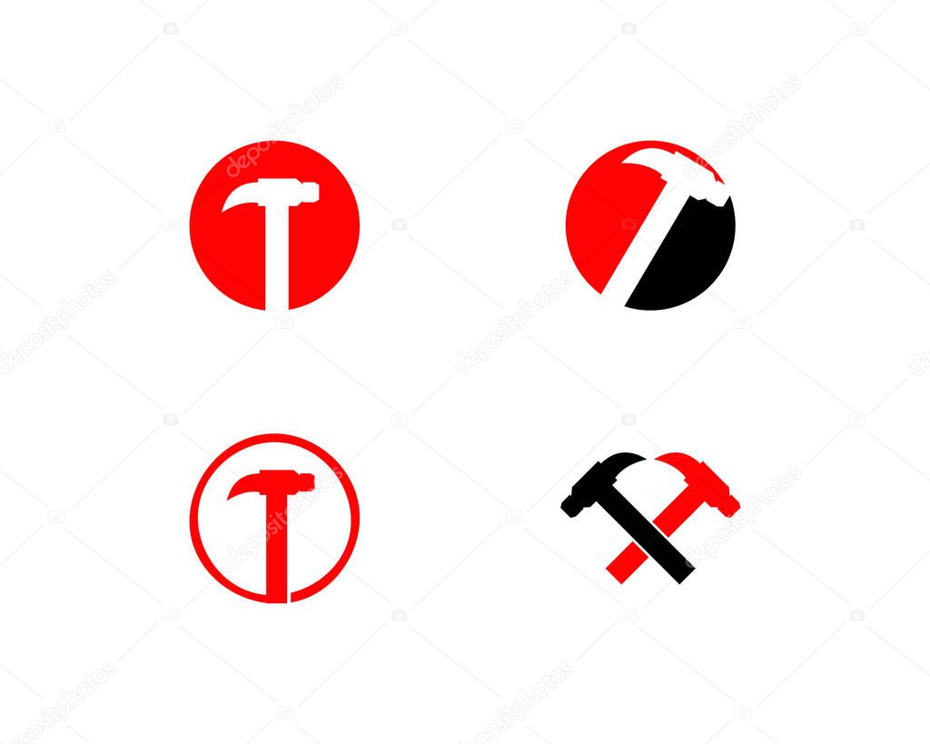Set of Hammer logo for construction, maintenance, property, home repairing business company
