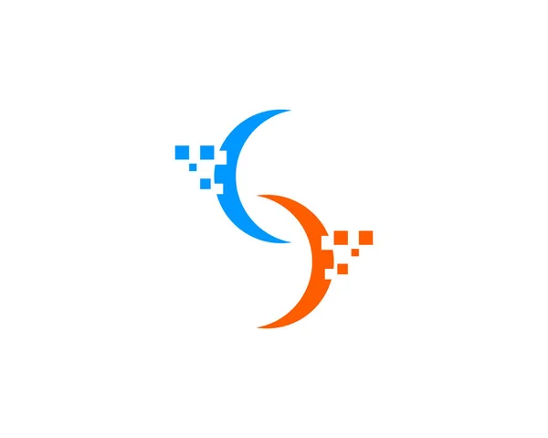 Levél Pixel Logo Design Elem — Stock Vector
