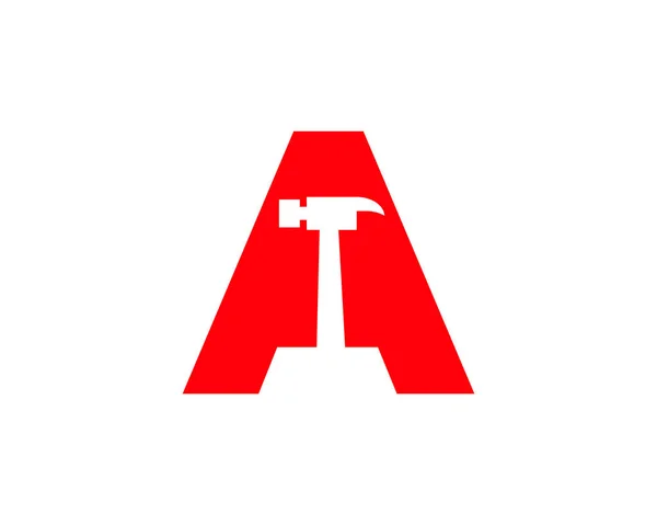 Letra Inicial Logo Construcciones Con Martillo Usado Vector Estilo Espacio — Vector de stock