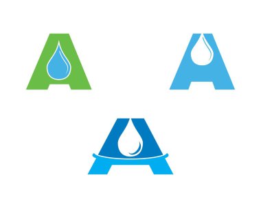 Su damla harf A ilk Logo şablonu kümesi