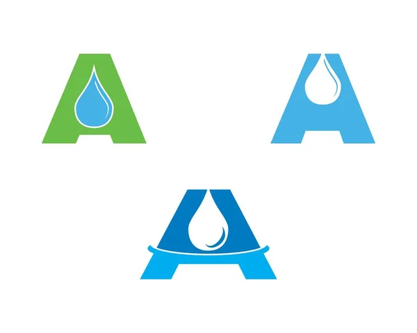 Conjunto Carta Gota Agua Una Plantilla Logo Inicial — Archivo Imágenes Vectoriales