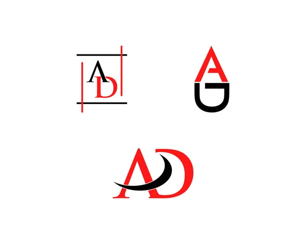 Conjunto de letra inicial AD Logo Template — Vector de stock
