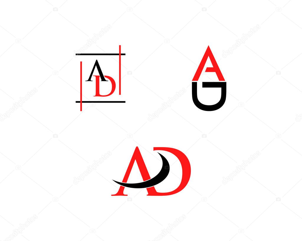 Set of Initial Letter AD Logo Template