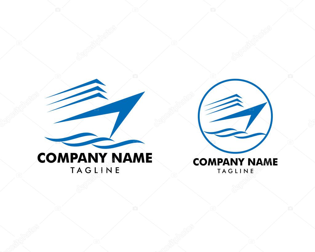 Set of Speed boat logo design template, Sea boat logo design concept