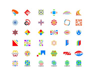 Vektör soyut logo tasarım öğeleri kümesi